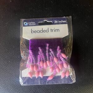 Crafters Square Beaded Trim Pink Purple 36in